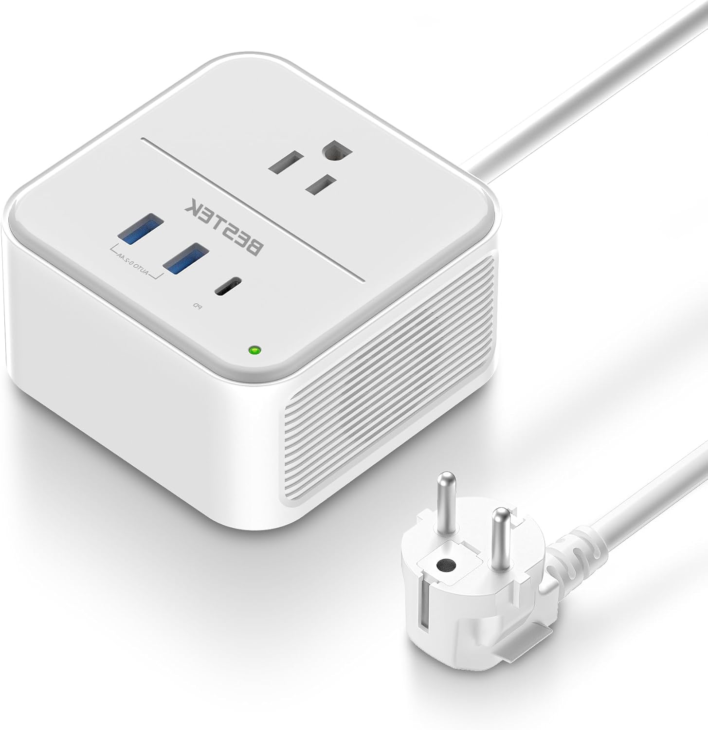 BESTEK 2000W Voltage Converter US to Europe 220V to 110V Converter Pure Sine Wave with PD 35W USB-C for Hair Dryer/Curling Iron/Phone Travel Adapter for Europe/Italy/France (White)