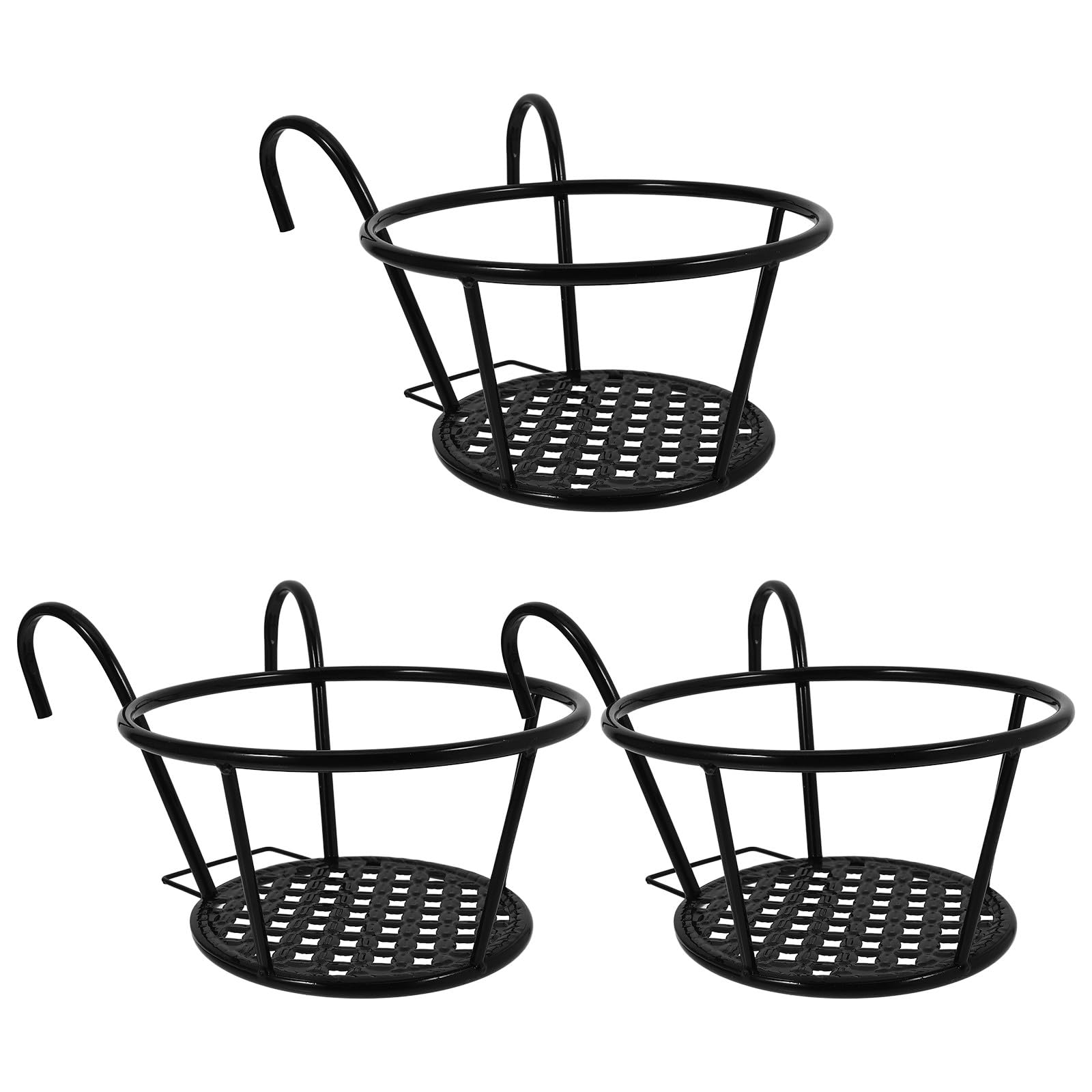 Soporte para macetas de hierro negro colgante HOMSFOU de 3 piezas para jardín