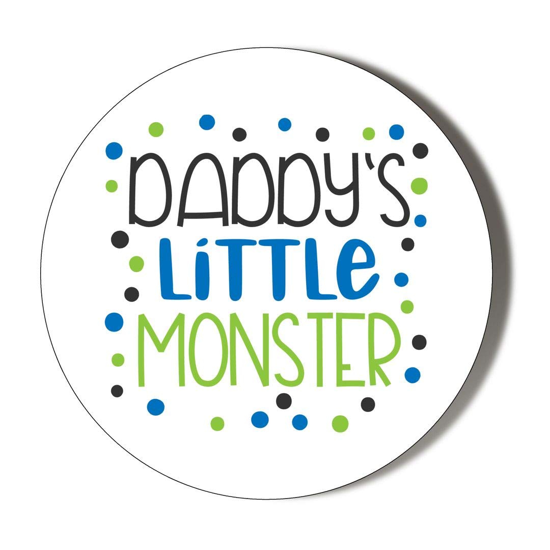 Gift Insanity DADDYS LITTLE MONSTER BLUE HEARTS 38mm Novelty Badge