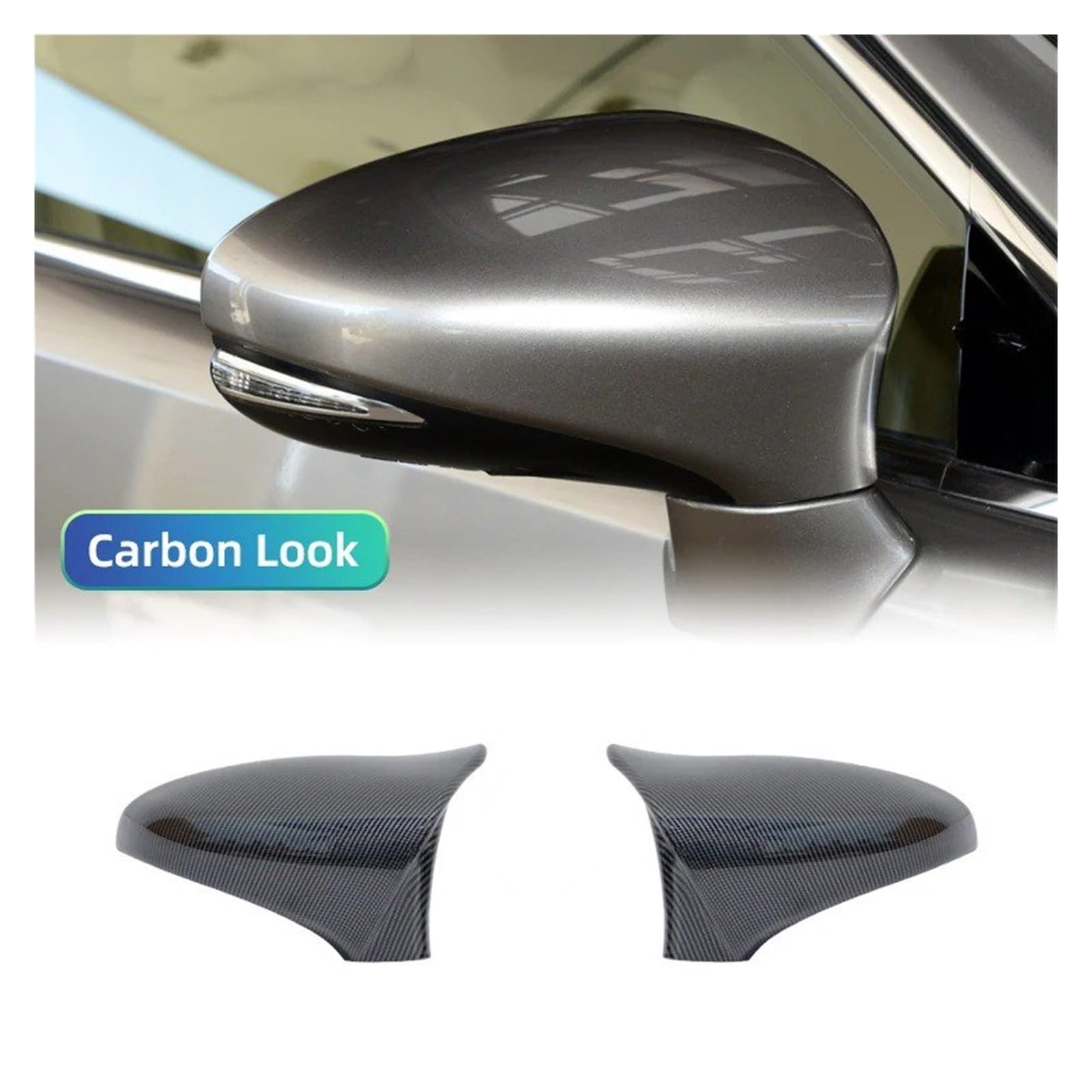 Do Lexusa IS200 300 350 ES GS RC Włókno węglowe Błyszczący czarny Para Osłona lusterka wstecznego w stylu rogu obudowy osłona przeciwdeszczowa(Carbon Fiber Look)