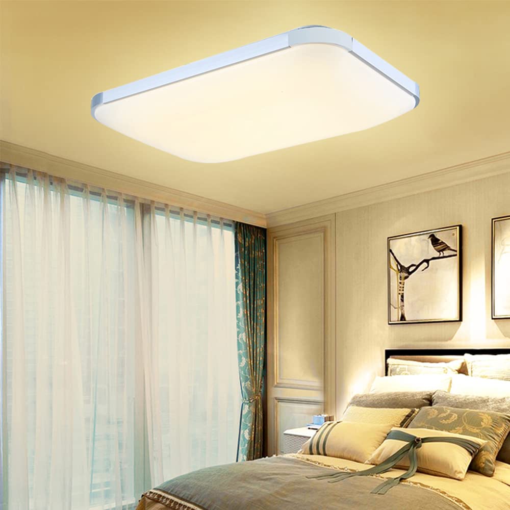 YRHome Lampada da soffitto da 72 W, dimmerabile, moderna, con telecomando, ultra sottile, per corridoio, soggiorno, camera da letto, argento