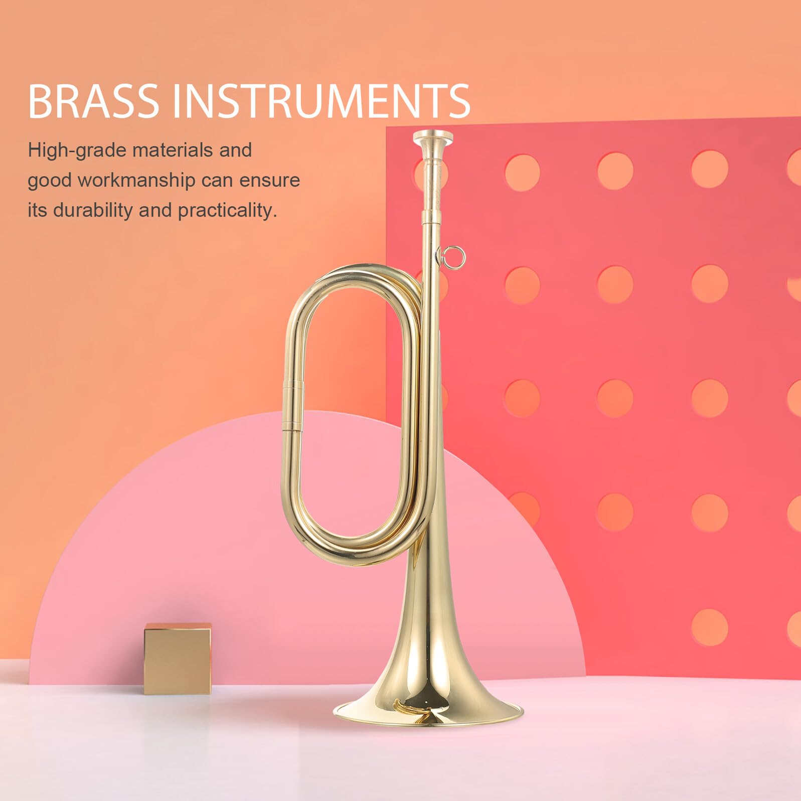 Tromba Bugle in Rame Dorato per Principianti Suoni Naturali e Peso Leggero per Banda Musicale e Scuola Primaria