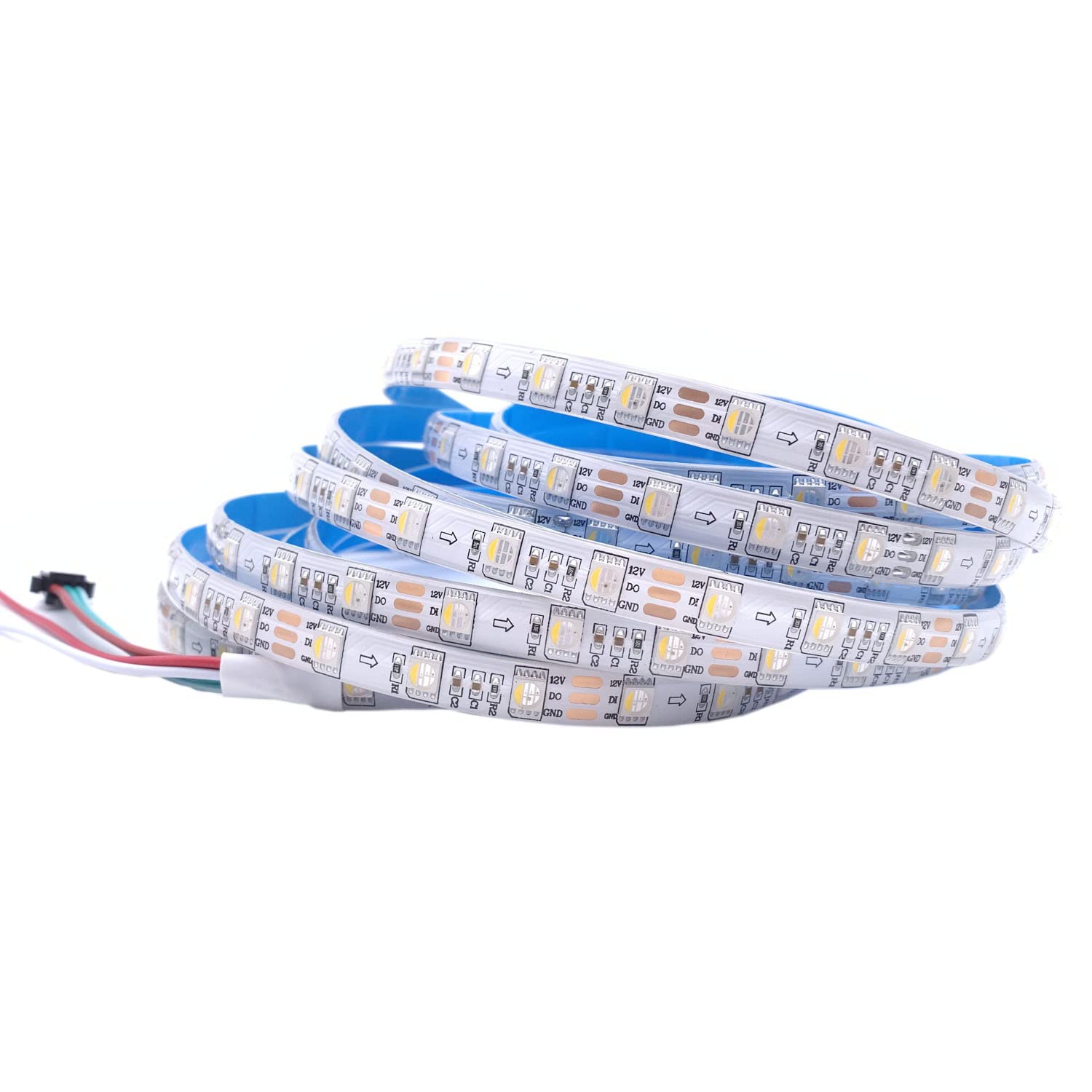 5M DC12V SK6812 RGBW RGBWW LED Tira 60LEDs/m 5050 SMD Flexible LED Luz DC12V IP20 IP65 IP67 Blanco/Negro PCB 1 IC conductor 3 LED (12V 5M SK6812 RGBWW, White Pcb Ip65)