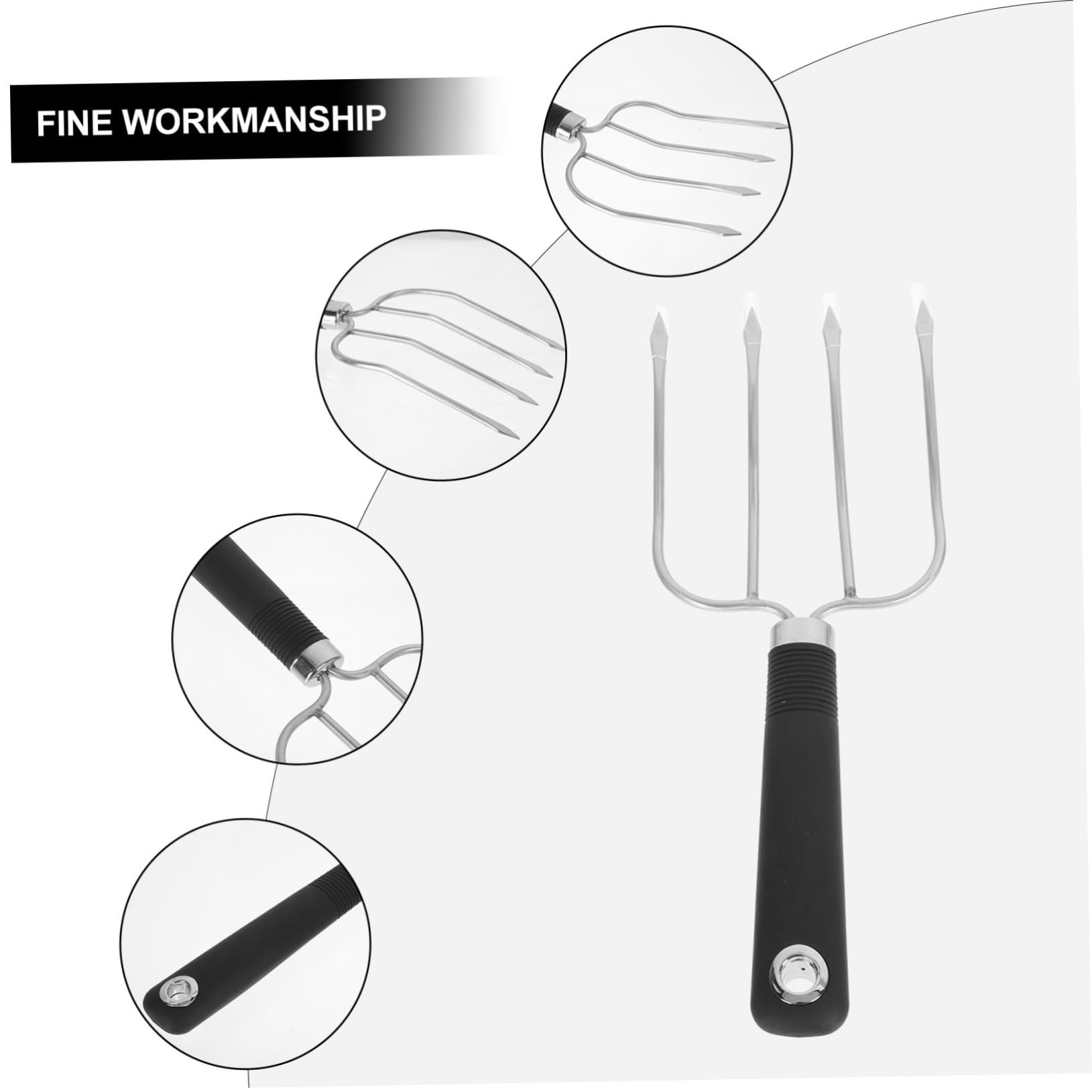 INOOMP 3pezzi Inossidabile Barbecue Fork Antiscivolo Utensile Per Grigliate Per Arrosti Costine Pollame e