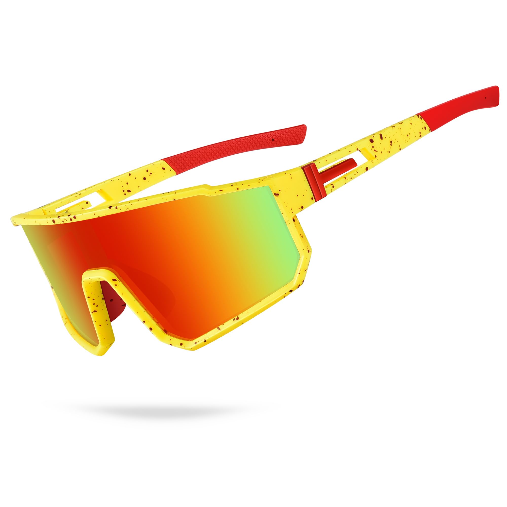 MVPTGRS Youth Baseball Sunglasses for Boys Girls Age 8-14 TR90 Frame Kids Sport Sunglasses for Softball Cycling Baseball Golf, Yellow Frame Gold Lenses, S
