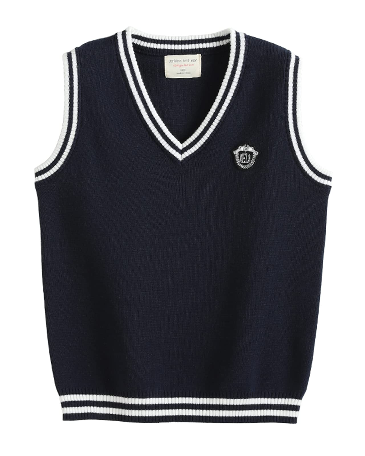Yimutian Niños Jerséis sin Mangas con Cuello en V, Niñas Chaleco de Punto Suéter sin Mangas Jersey Pullover Uniforme Escolar