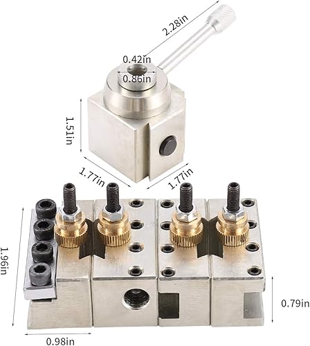 Miniatura 4 de Soporte de torno de cambio rápido, poste de herramienta de acero mini torno y soportes multifid portaherramientas