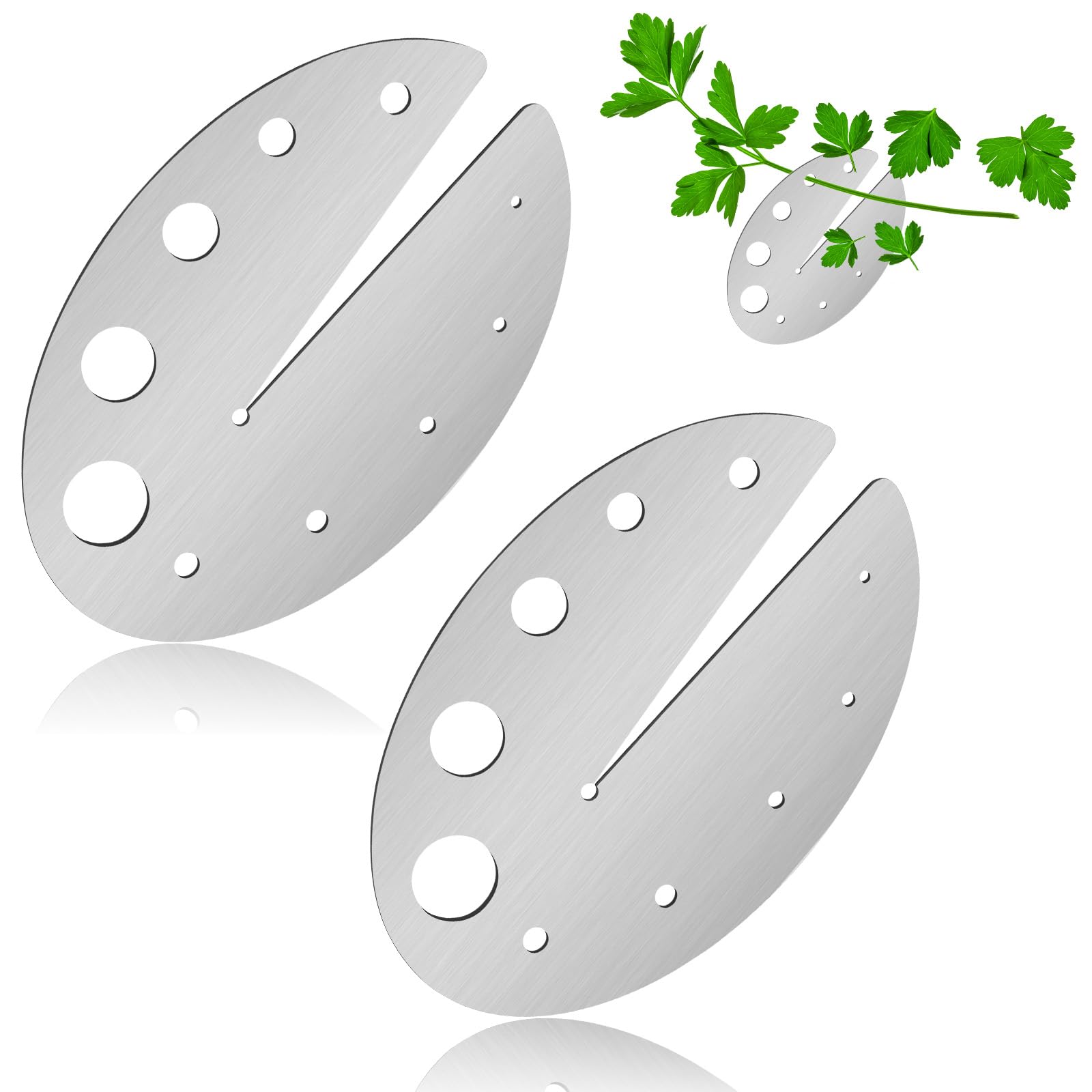 Frienda 2 Pack Herb Stripper Tool 10 Holes Stainless Steel Herbs Leaf Stripping Tool for Kale Collard Greens Thyme Basil Rosemary Stripper Chard Leafy Vegetables