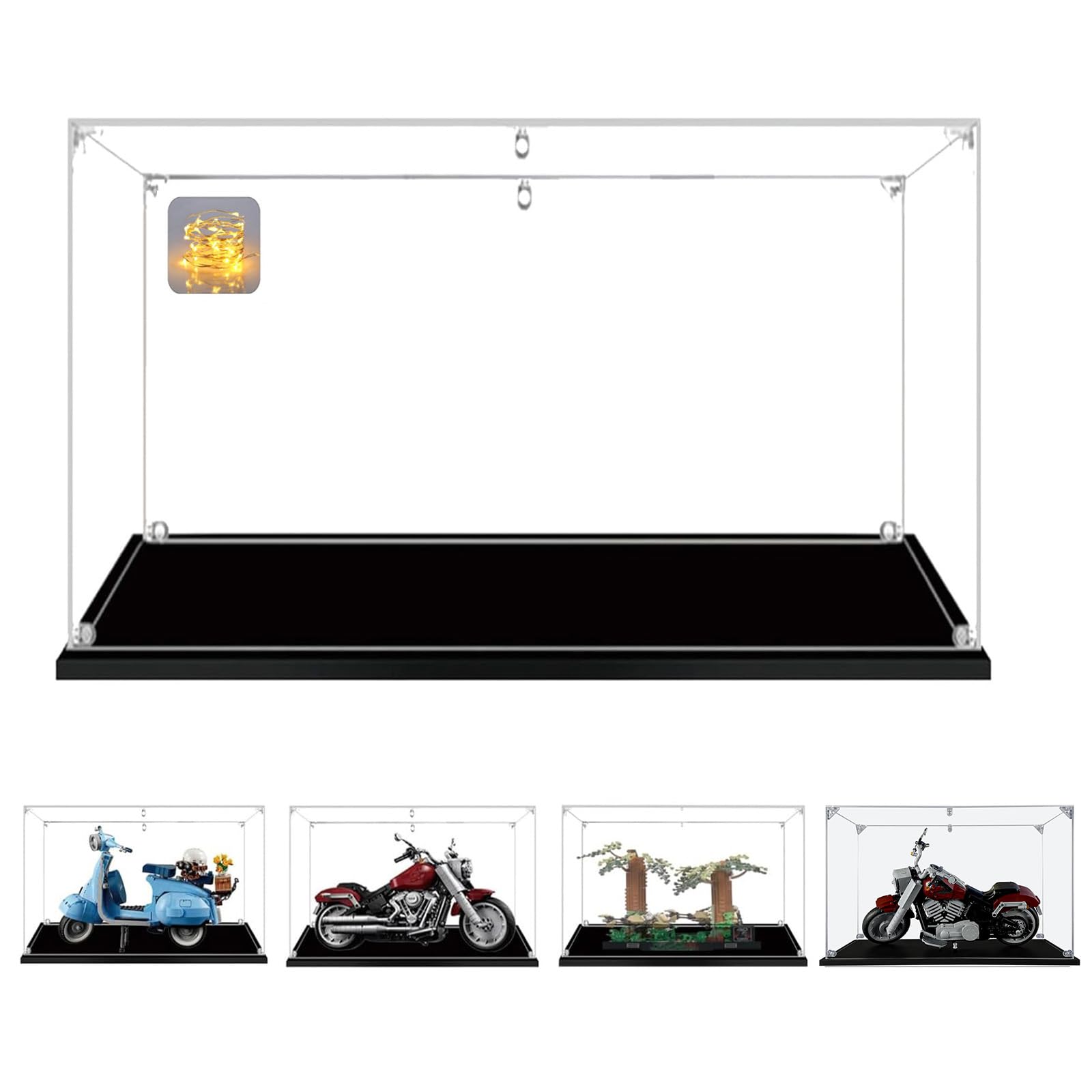3mm Acrílico Vitrina Expositora 40x20x30 para Lego Vespa 125 10298 75353 76388 42107,Grande Transparente Caja de Exhibición