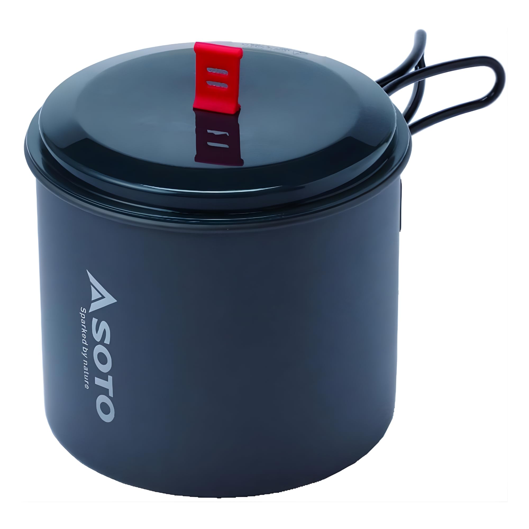 SOTO New River Pot Campingtopf 1000 ml Aluminium mit Deckel, 141 g | Hartanodisiert, BPA-frei; faltbarer Griff, kleines Packmaß; rutschfester Boden; inkl. Tasche; für Solo-Trekking