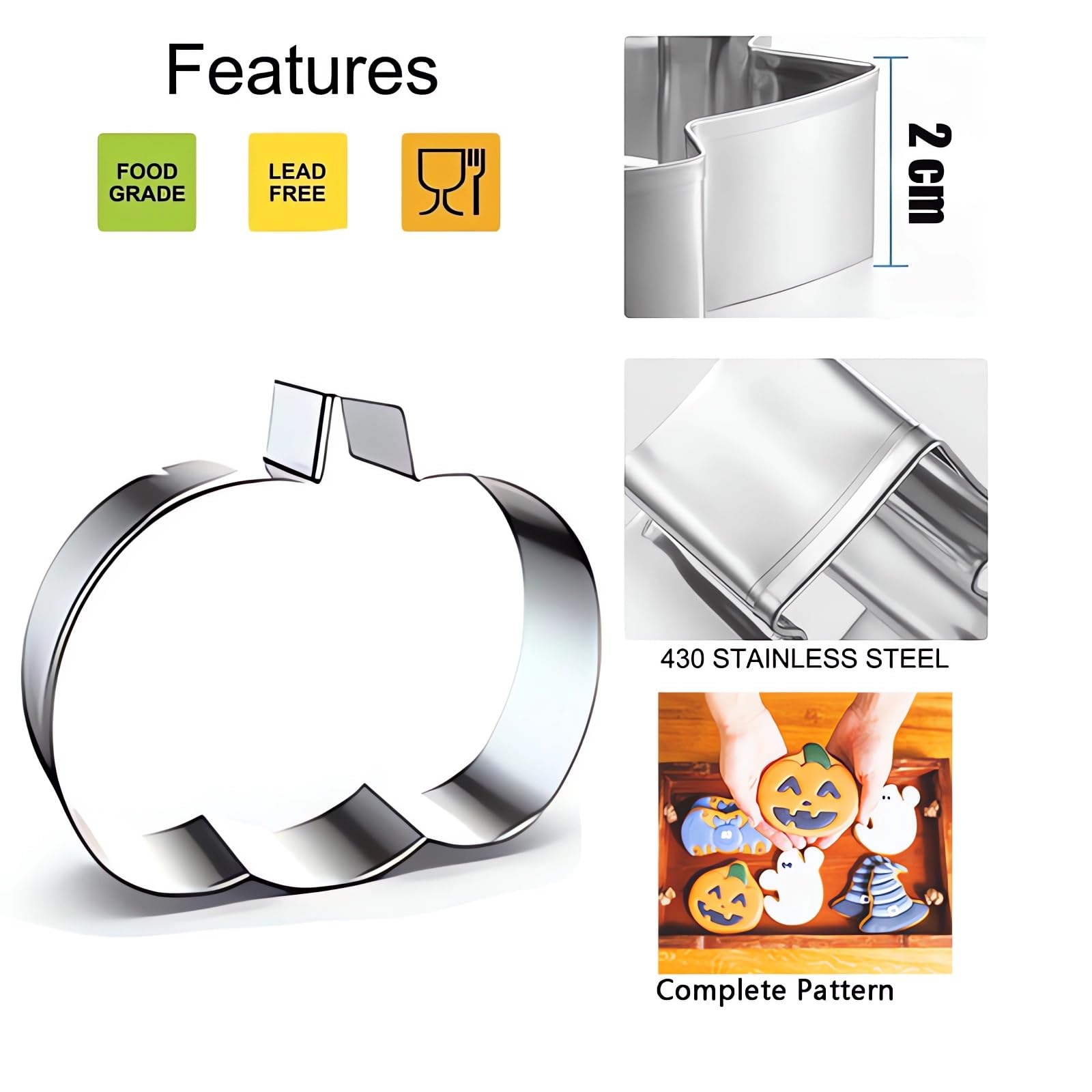 ZHOUHON 12pcs Stainless Steel Halloween Fondant Molds Halloween Cookie Cutter Halloween Cookie Cutter (W-1) - Image 3