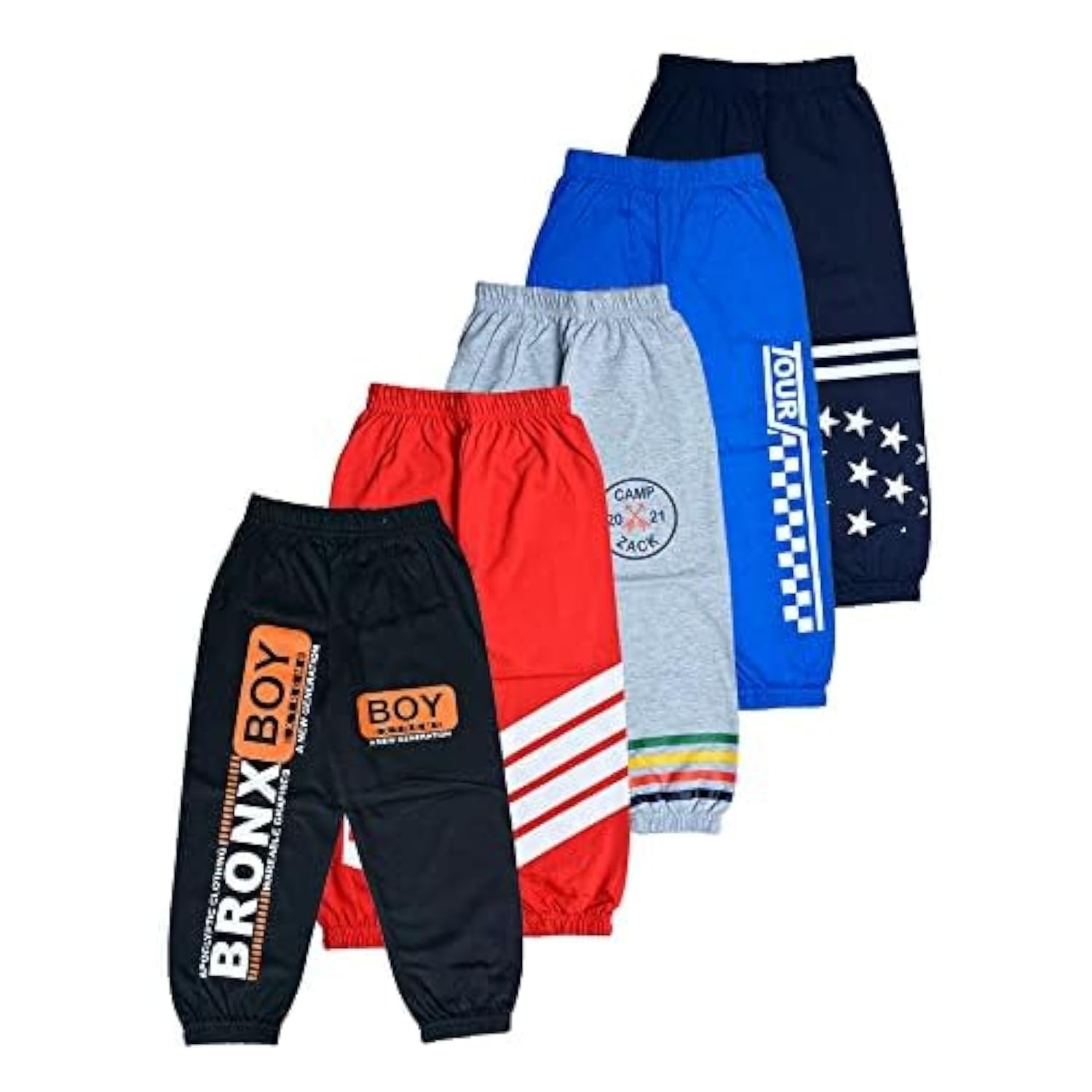 T2F Pantalones de chándal para niño, algodón, ajuste regular, estampados, 5 unidades
