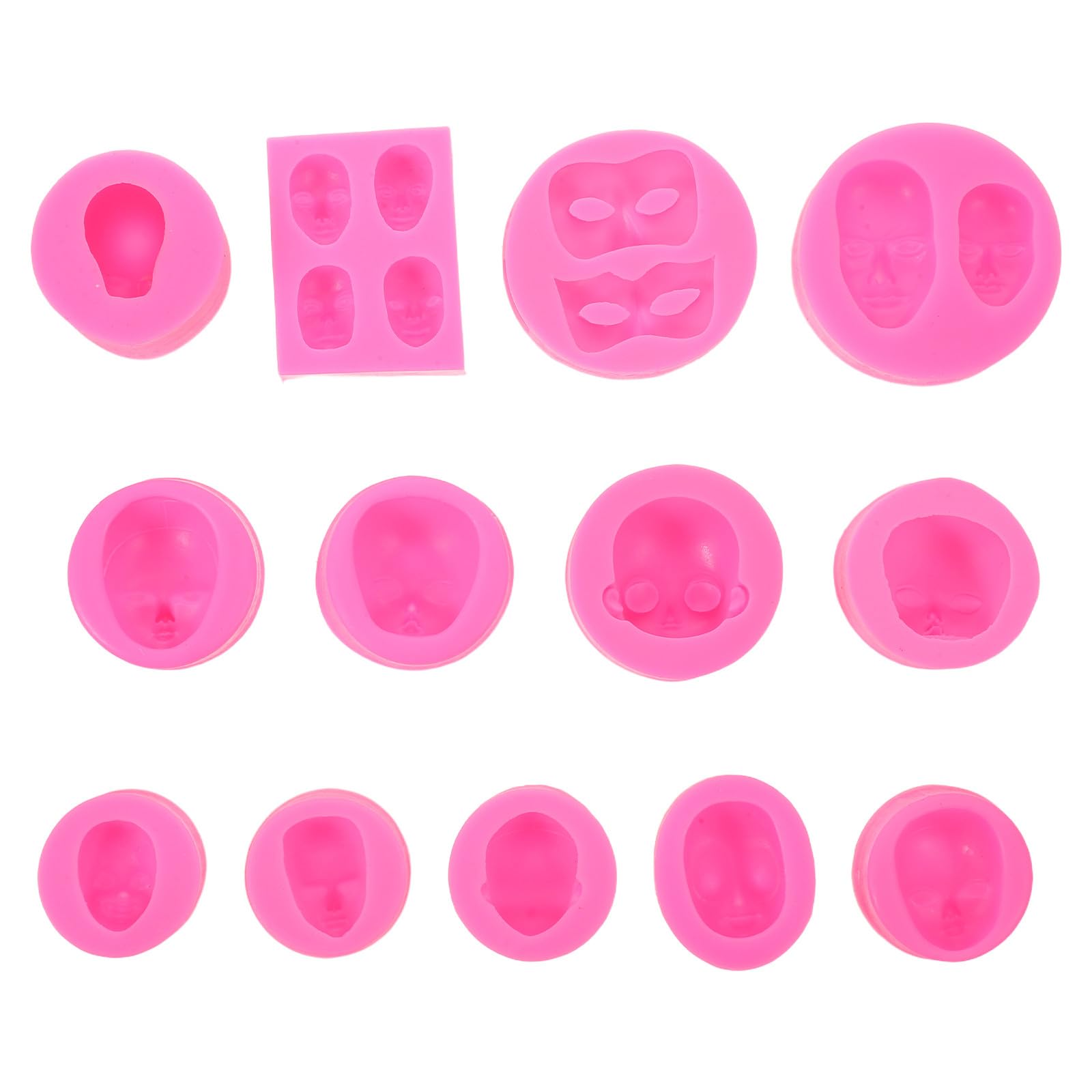 OUNONA 13-teiliges Set 3D-Babygesicht-Silikonformen für Fondant zur