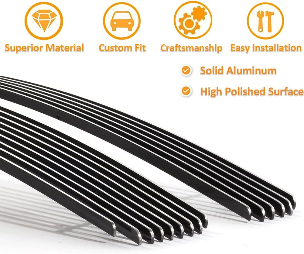 Main Upper Billet Grille Insert Chrome Grille Combo Fits 2007-2013 Chevy Silverado 1500 (only for models with logo height exceeding center bar)