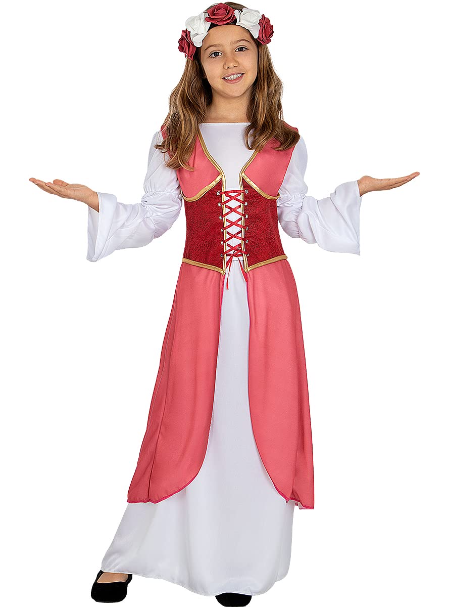 Funidelia | Disfraz de princesa Clarisa medieval para niña Edad Media, Princesas, Reina - Disfraz para niños y divertidos accesorios para Fiestas, Carnaval y Halloween - Granate
