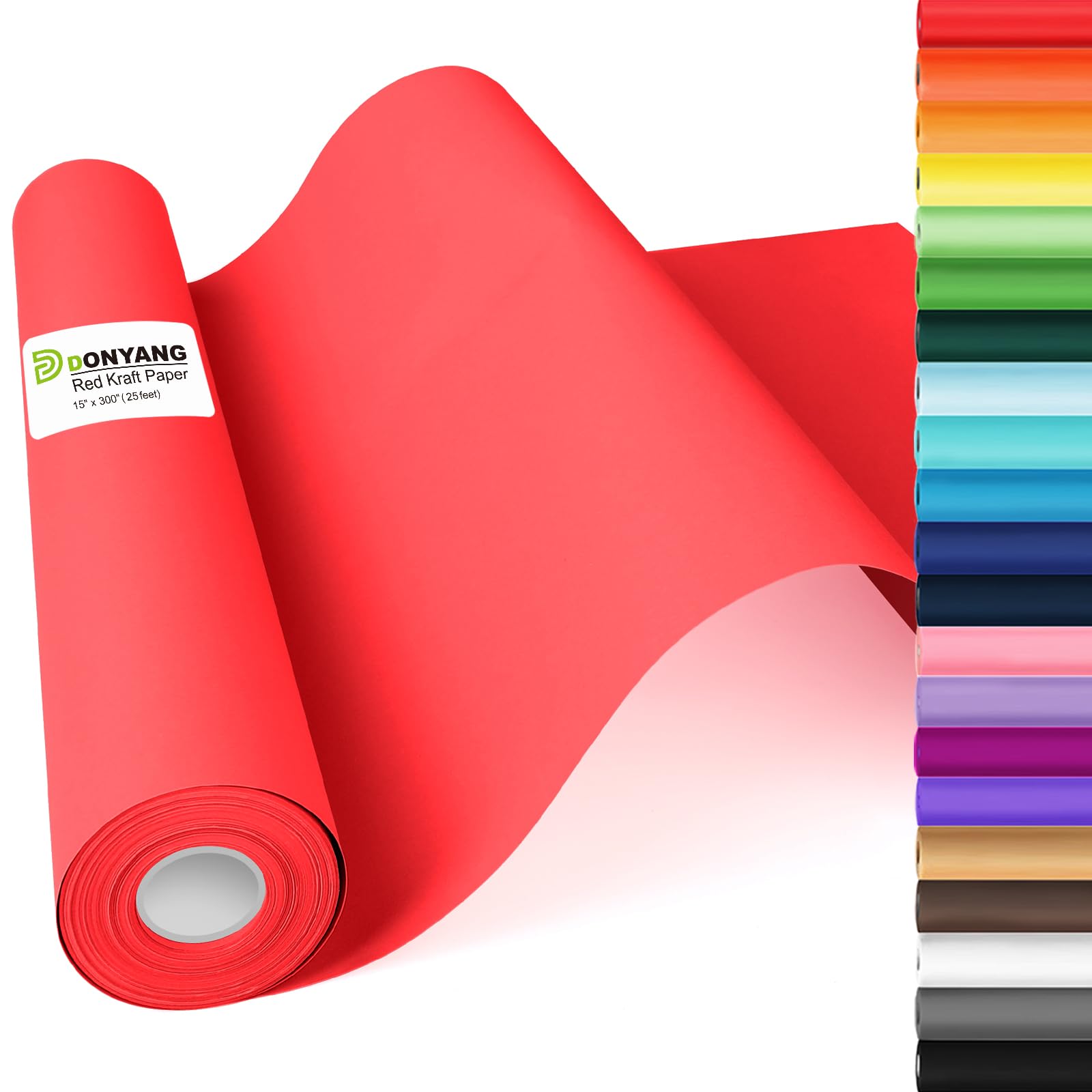 Papel de regalo rojo de 15 x 450 para tablón de anuncios de construcción, arte, manualidades, póster, rollo de papel decorativo, Día de la Madre, San Valentín, cumpleaños, ramo de flores, papel de regalo, boda, suministros florales para mujeres, hombres y niños