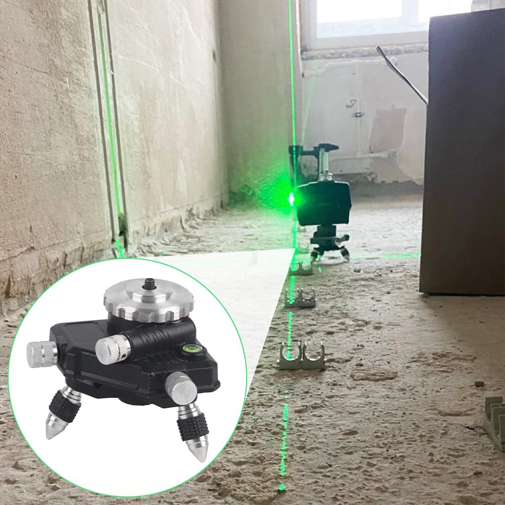 Tiiyee Adaptateur de Niveau Laser, connecteur de Base Rotatif à 360 degrés Support de trépied Standard en Alliage d'aluminium avec Filetage 1 4"Compatible avec la Plupart des appareils