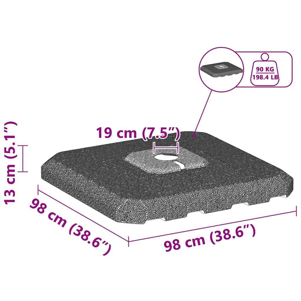 Base per ombrellone cantilever, 98 x 98 x 13 cm, nero, in polietilene ad alta densità, 4 piedini per ombrellone per balcone, terrazza, giardino, base stabile