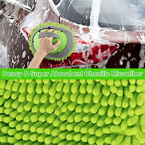 CityMoka Car Wash Brush with Long Handle Car Wash Mop Car Washing Brush Cleaning Kit Windshield Squeegee CarMicrofibre Duster Thick Towels Cloth 6 in 1 Car Cleaning Products for Cars RV Truck Boat