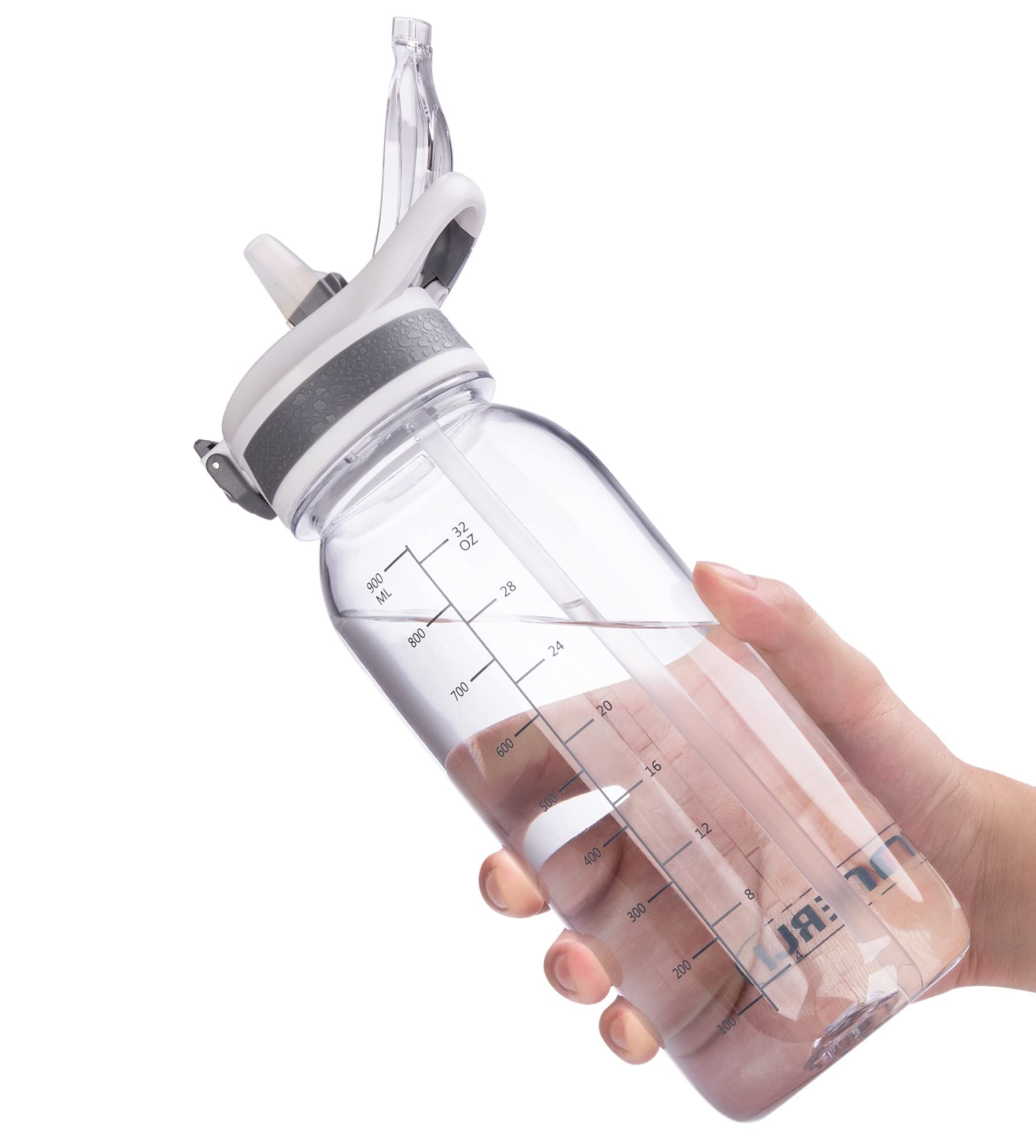 VENNERLIWater Bottle BPA-Free 32oz Water Bottles with Straw Lid Leakproof Tritan Water Jugs Dishwasher Safe Drinking for Home Fitness Outdoor Hiking Workouts (N-1L Clear)