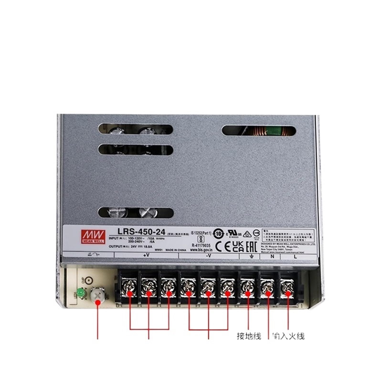 Zasilacz LED 450 W 24 V Listwa świetlna 12 V Lampy Sterownik LED Certyfikat LED Pudełko Reklama Znak Sklep LOGO Transformator(LRS-450-48V)