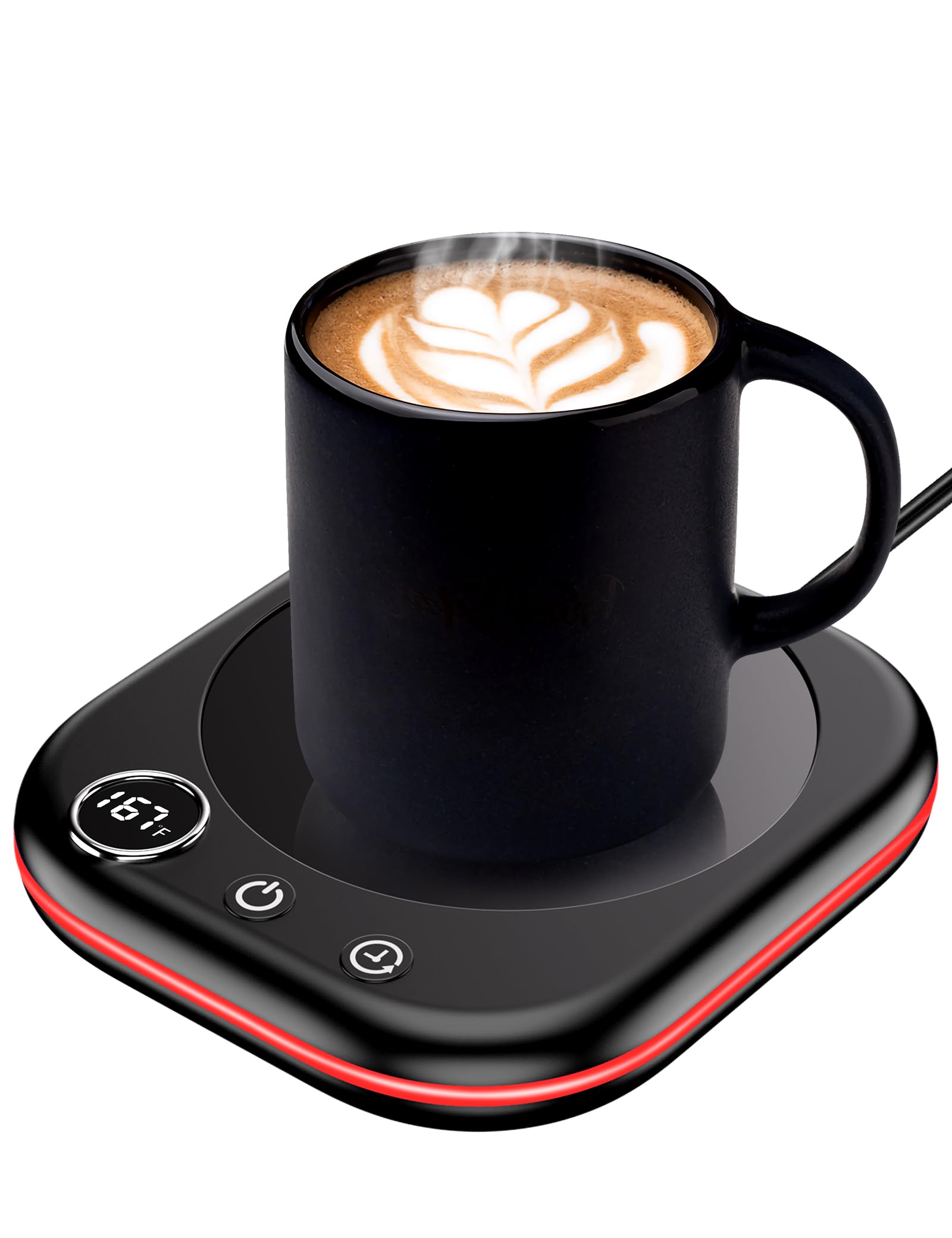 Coffee Cup Warmer Mug Warmer for Desk, New Upgrade Coffee Warmer with LED Light, 3 Temperature Control and 1-12H Timer Smart Mug Warmer for Heating Coffee Milk Tea Beverage and Hot Chocolate(Black)
