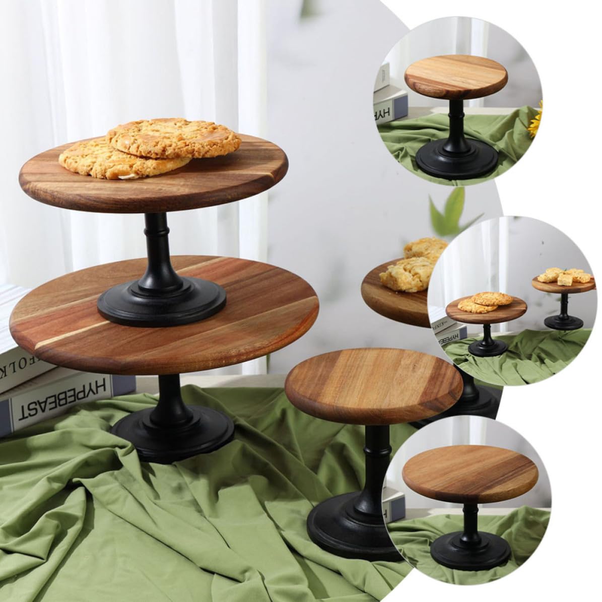 Soporte para Cupcakes de Madera Patas, Plato Redondo de Pie
