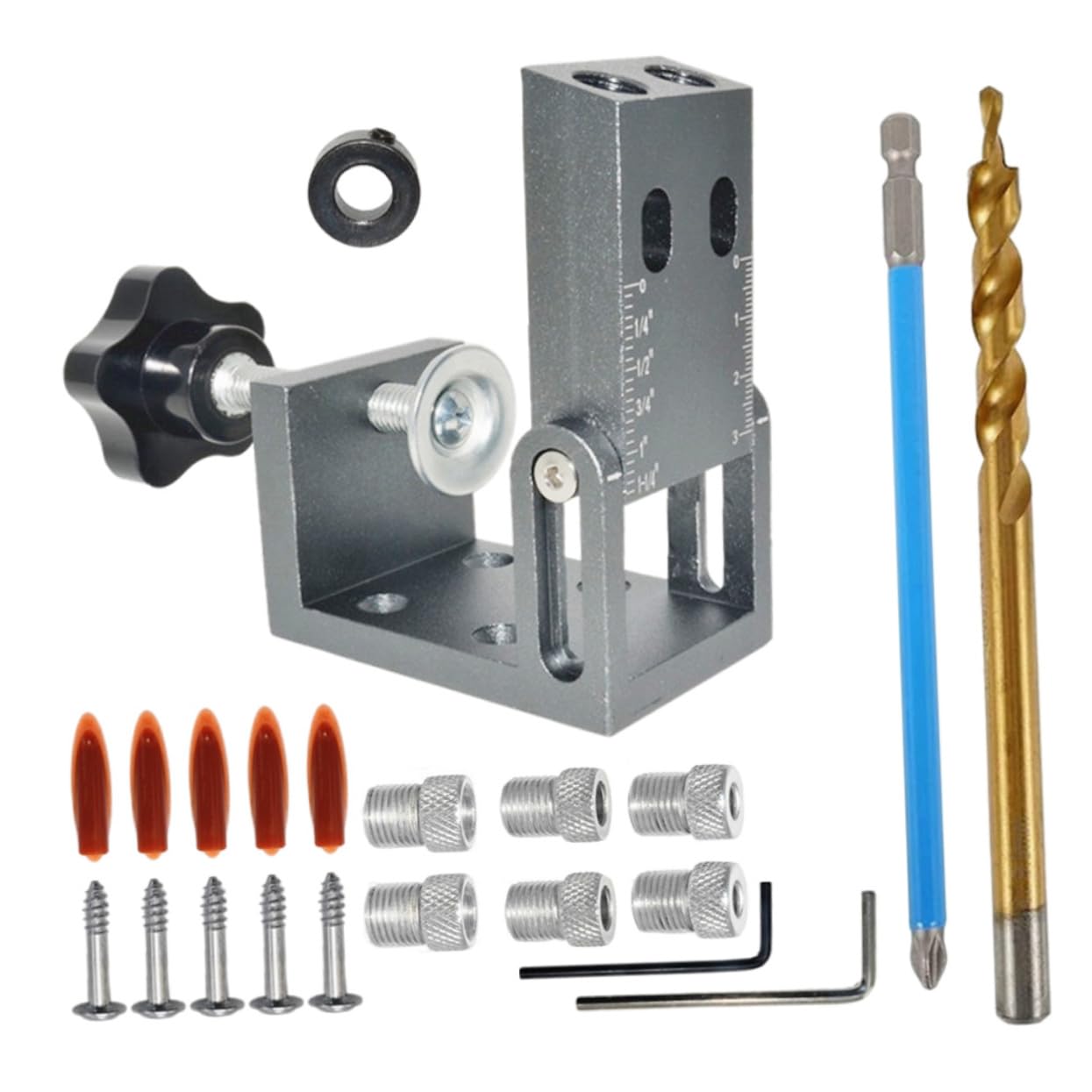 OSALADI Complete Drilling Guide Set Degree Angle Self-centering Dowel Jig for Woodworking