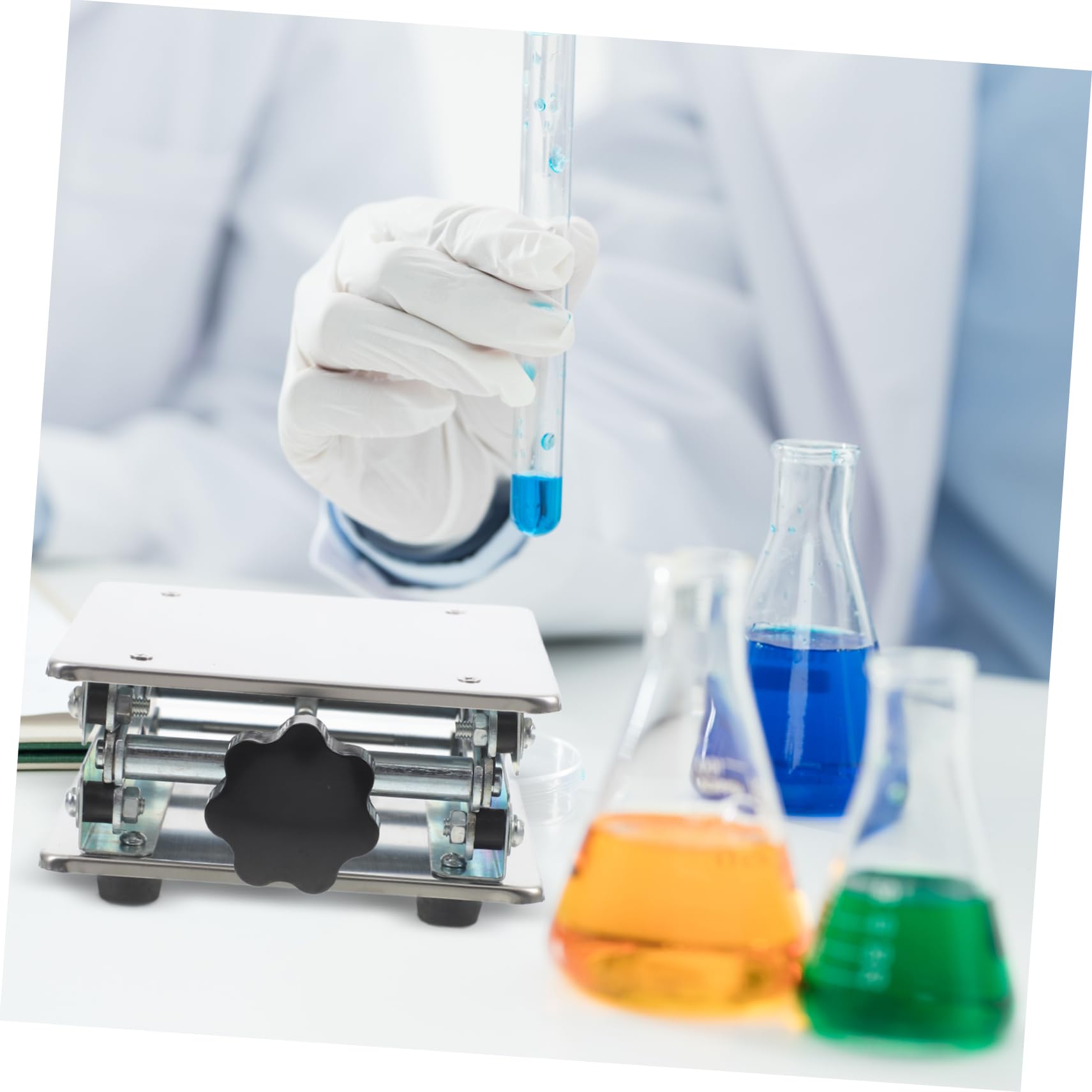 Alipis Table Élévatrice en Acier Inoxydable pour Cric de Laboratoire, Commande Manuelle, Plateforme Polyvalente, pour Verrerie et Matériel de Laboratoire