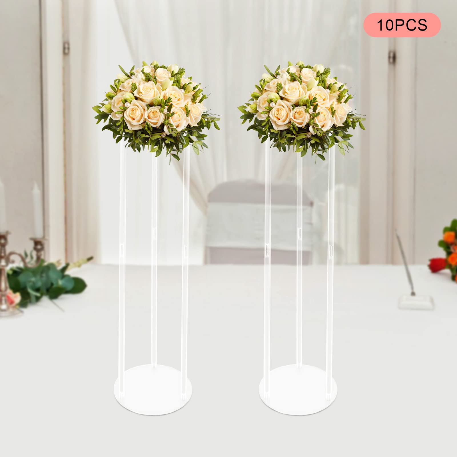 Supporto per fiori da sposa da 101 cm, 10 pezzi, cilindrico, in acrilico, centrotavola per tavoli, supporti per palloncini in acrilico, colonna rotonda, per matrimoni, feste di compleanno, decorazioni