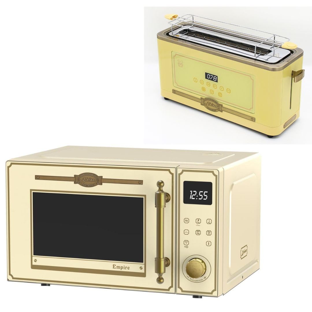 Kaiser Empire M 2530 ElfEm Four à micro-ondes 25 l avec grille à air chaud 25 fonctions + grille-pain rétro T 4000 ElfEm 6 niveaux de grillage, fonction décongélation, fonction réchauffement, grille