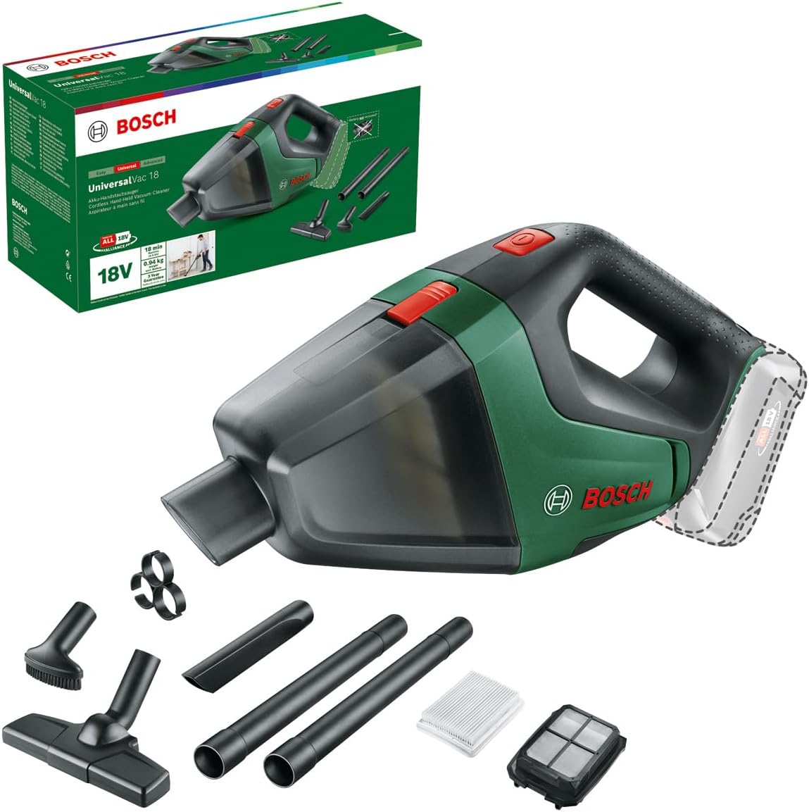 Cordless Vacuum Cleaner UniversalVac 18 (without battery, 18 Volt System, in Carton Packaging)