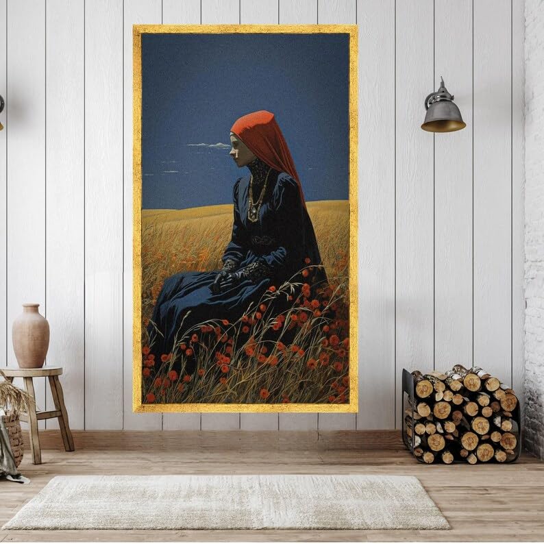 Peinture sur toile de robe vintage pour salon et art mural floral rustique chic