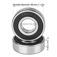 Vista 2 de 6203-RS Rodamiento sellado 2 piezas 6203RS Rodamientos ID 0.669 in x OD 1.575 in x Ancho 0.472 in Rodamiento sellado de goma doble Rodamiento