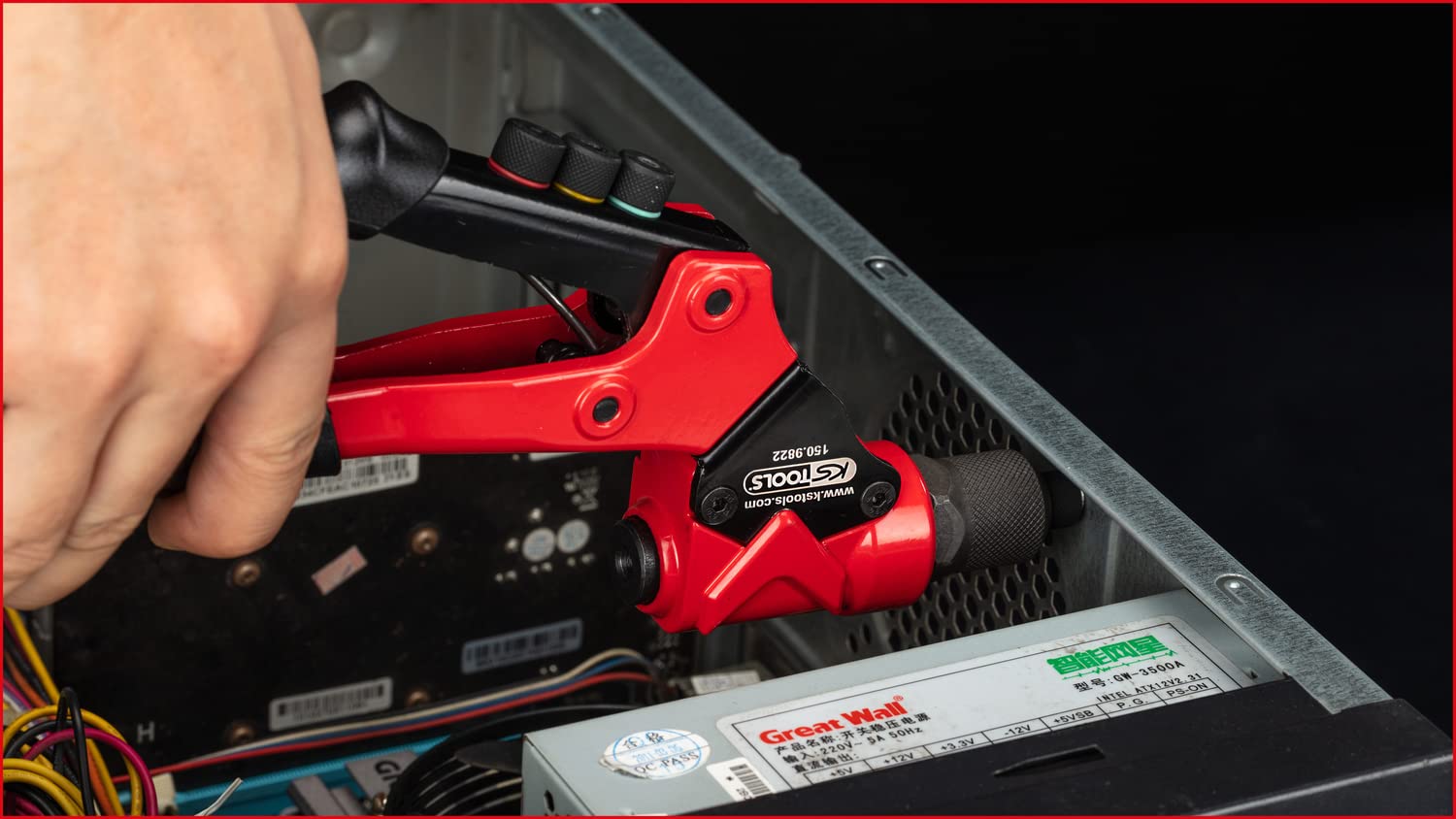 KS Tools 150.9820 3 en 1 - Juego de remachadoras giratorias (12 piezas)