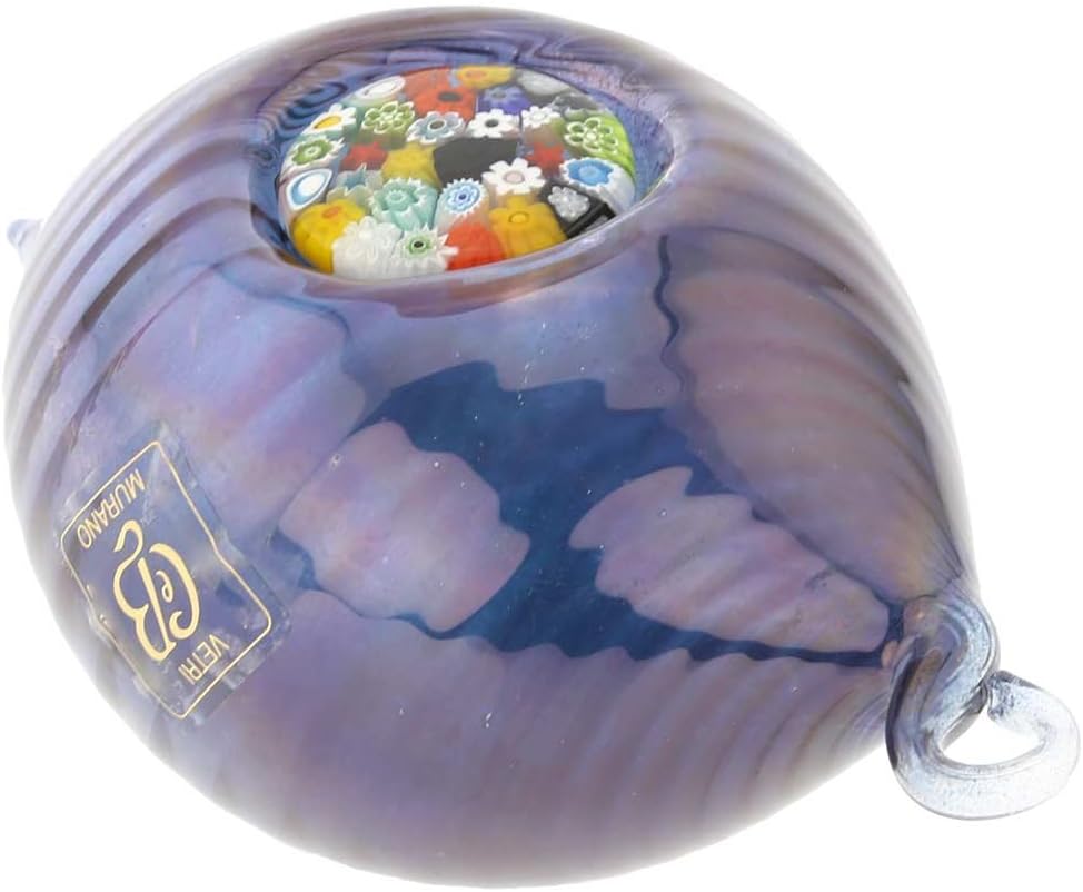 Glass Of Venice Murano Glass Christmas Ornament - Millefiori Blue