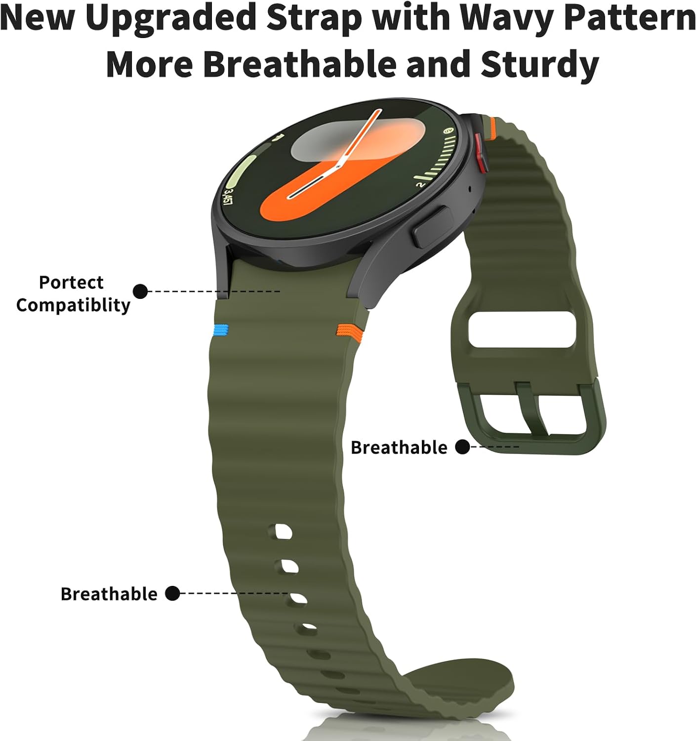 4 Pack Bands Compatible with Samsung Galaxy Watch 7 Bands 40mm 44mm, 20mm No Gap Silicone Sport Strap for Galaxy Watch 7 6 5 4 FE Women Men