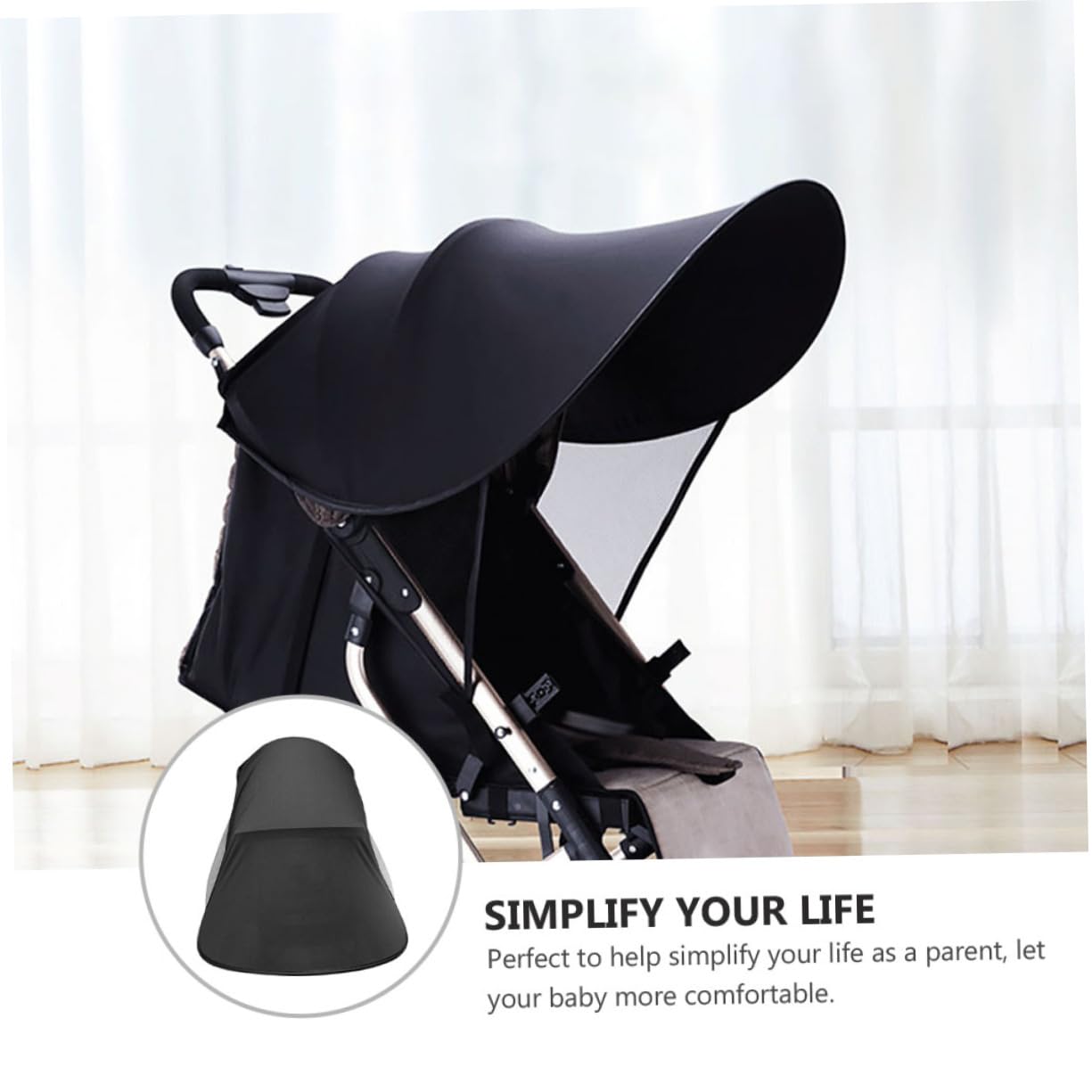 Copertura Parasole per Passeggino Nero, Protezione Uv, Traspirante
