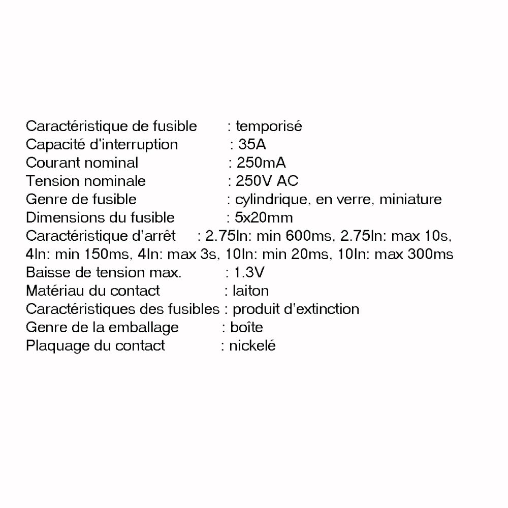 Lot de 10 Fusibles Temporisé 3.15A 250v -T3.15AL250V -5x20mm