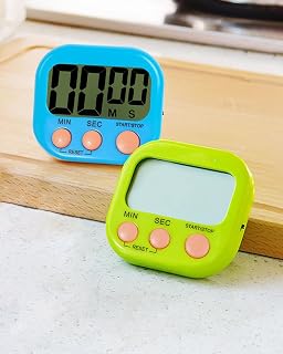 2PC Classroom Timer & Digital Home Timer, Large Screen Countdown Stopwatch with Magnetic Back, Loud Alarm for Cooking, Kitchen, Office, College (Green, Blue)