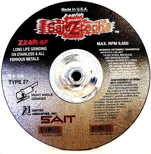 United Abrasives- SAIT 22600 Type 27 4-1/2-Inch x 1/4-Inch x 7/8-Inch 13300 Max RPM Z-Tech - Z24R Zirconium Depressed Center Grinding Wheels, 25-Pack