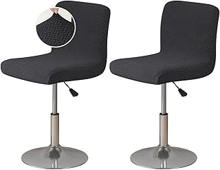 FUANGUI Bar Stool Covers Set of 2, Stretch Bar Stool Chair Cover Slipcovers, Knitted Jacquard Counter Stool Bar Chair Covers for Kitchen Pub Dining Room (Knitted Black)