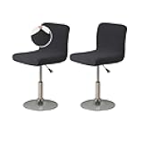 FUANGUI Bar Stool Covers Set of 2, Stretch Bar Stool Chair Cover Slipcovers, Knitted Jacquard Counter Stool Bar Chair Covers for Kitchen Pub Dining Room (Knitted Black)