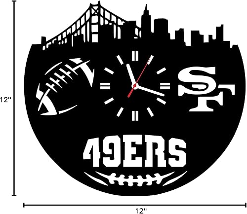 Miniatura 5 de Reloj de pared de madera, regalos del equipo de fútbol de San Francisco, para hombres, él, mujer, entrenador de jugador