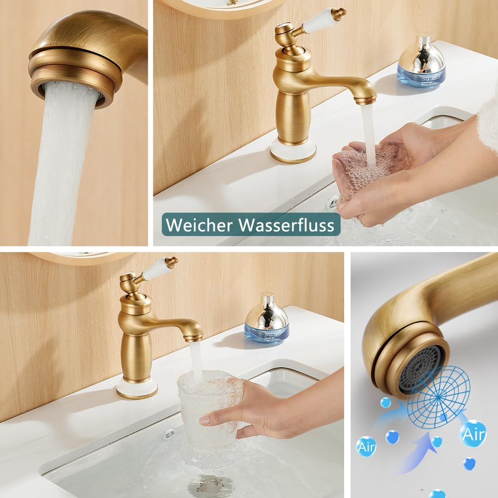 Wasserhahn Bad, Retro Viktorianische Waschtischarmatur, Antikes Messing