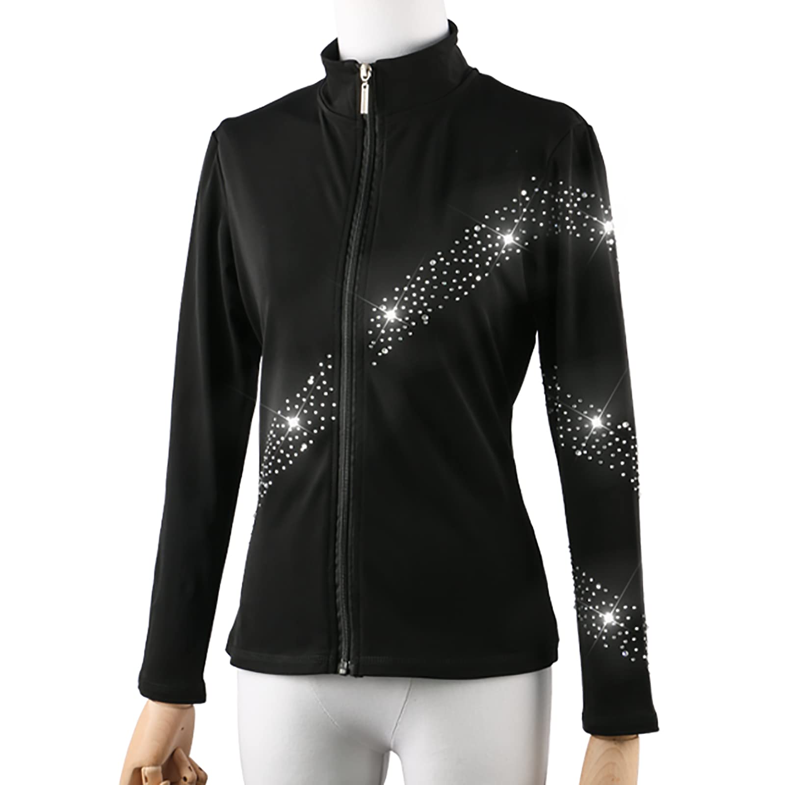 Giacca Da Pattinaggio Artistico Con Strass - Nylon Elasticizzato, Fodera In Pile, Per Donne E Ragazze