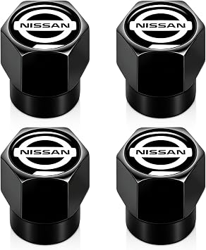 UNIMAT Tire Valve Stem Caps Cover for Nissan Metal Car Wheel Air caps Auto Valve Stem Caps Accessories 4 Pack Black
