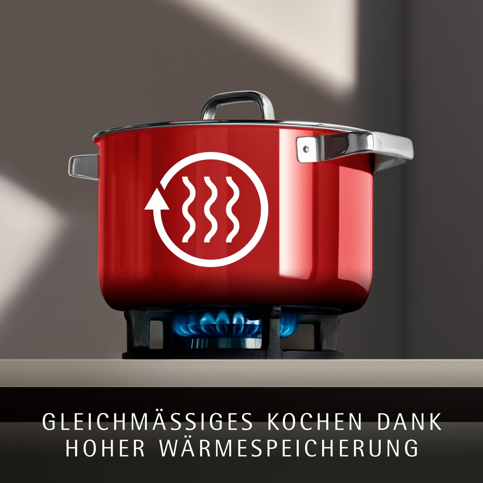 WMF Fusiontec Mineral Pro, 4-teiliges Topf-Set, langlebiges, kratzfestes Material, Kochtopf Set Induktion, für alle Herdarten geeignet, Made in Germany, Passion Red, 0519585290