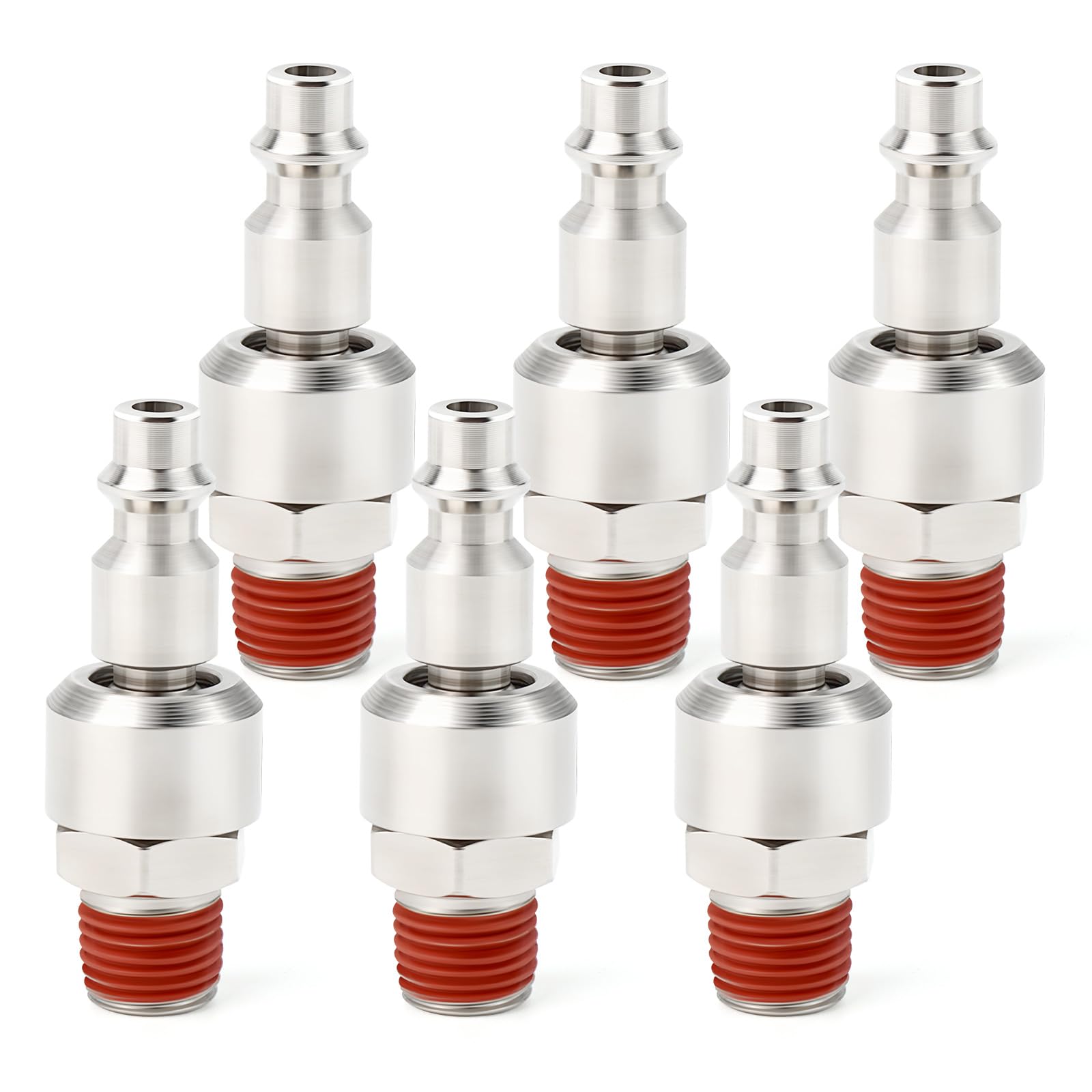 Taisher Men's Steel 1/4" Swivel Air Plug, 6-Pack Industrial Swivel Coupler And Plug, 1/4-Inch Npt Thread, Air Hose Fittings