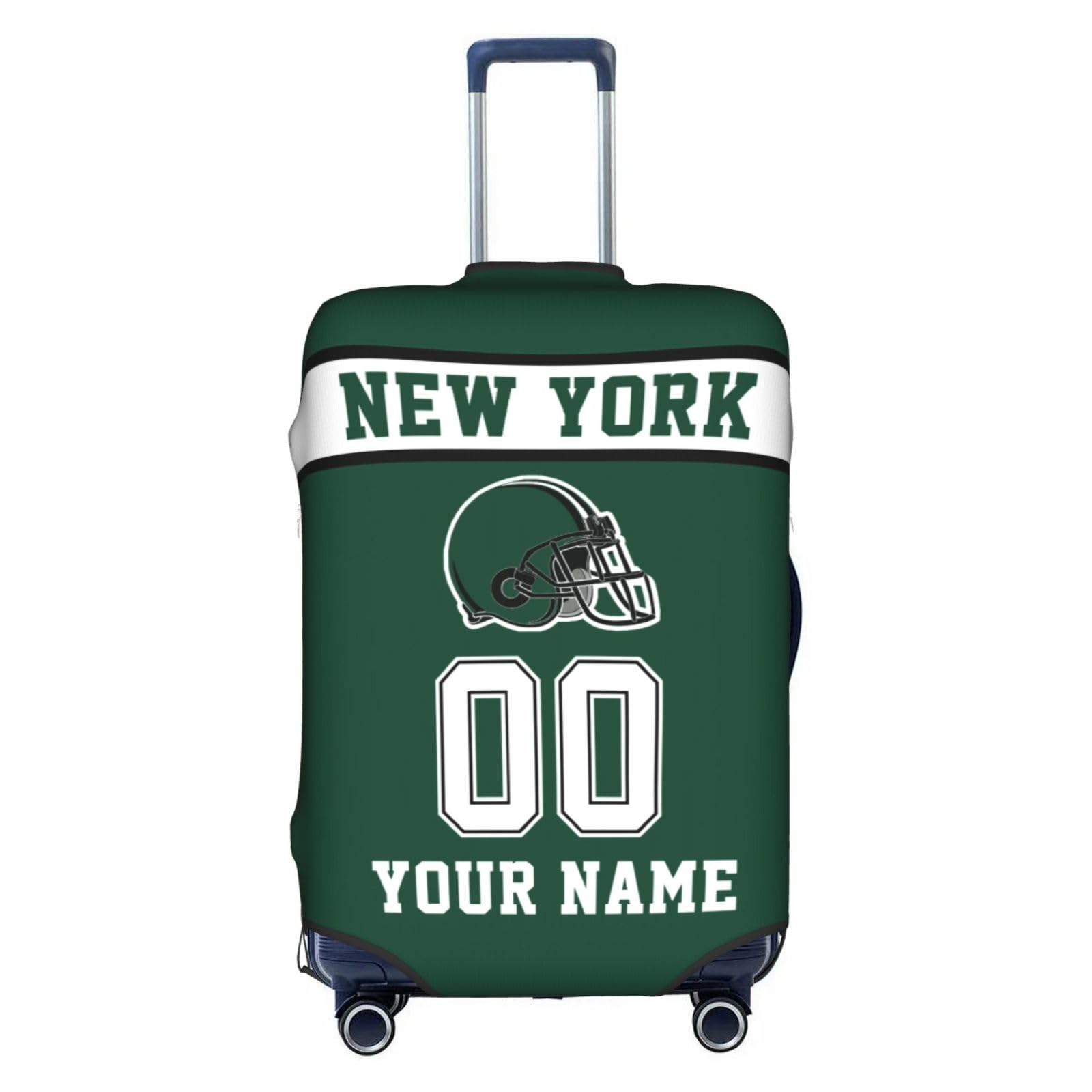 Custom New York J Luggage Cover Personalized Football Style Suitcase Cover with Name Number Customized Washable Elastic Sports Travel Suitcase Protector for Business Vacation Gifts